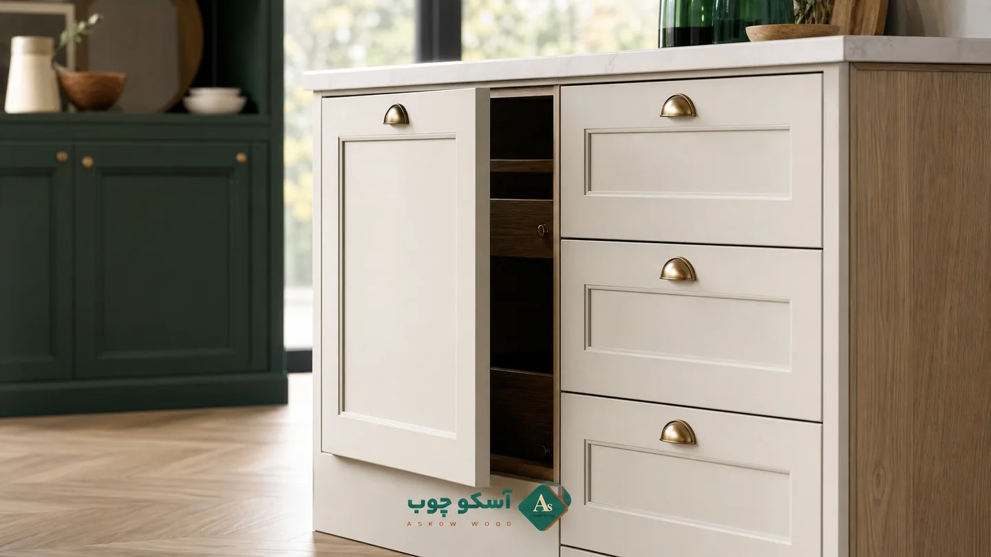 نمونه درب کابینت ممبران با واترمارک آسکو چوب